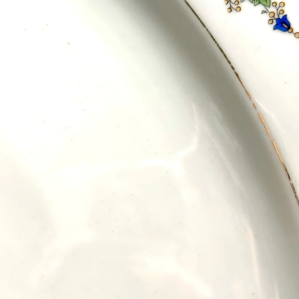 Bavarian Blue & Pink Cabbage Rose Garland Porcelain Platter